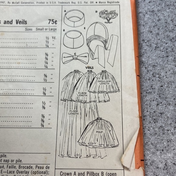 VINTAGE 1967’s bridal caos and veil pattern 8687 McCall’s. 159 - Picture 4 of 5